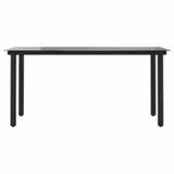 5 Piece Garden Dining Set with Cushions Black Poly Rattan Glass - Rear View