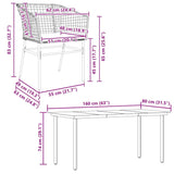 5 Piece Garden Dining Set with Cushions Black Poly Rattan Glass - Extra Image