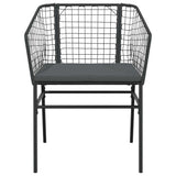 7 Piece Garden Dining Set with Cushions Black Poly Rattan Glass