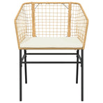 5 Piece Garden Dining Set with Cushions Brown Poly Rattan Glass