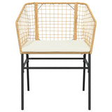 5 Piece Garden Dining Set with Cushions Brown Poly Rattan Glass - Rear View