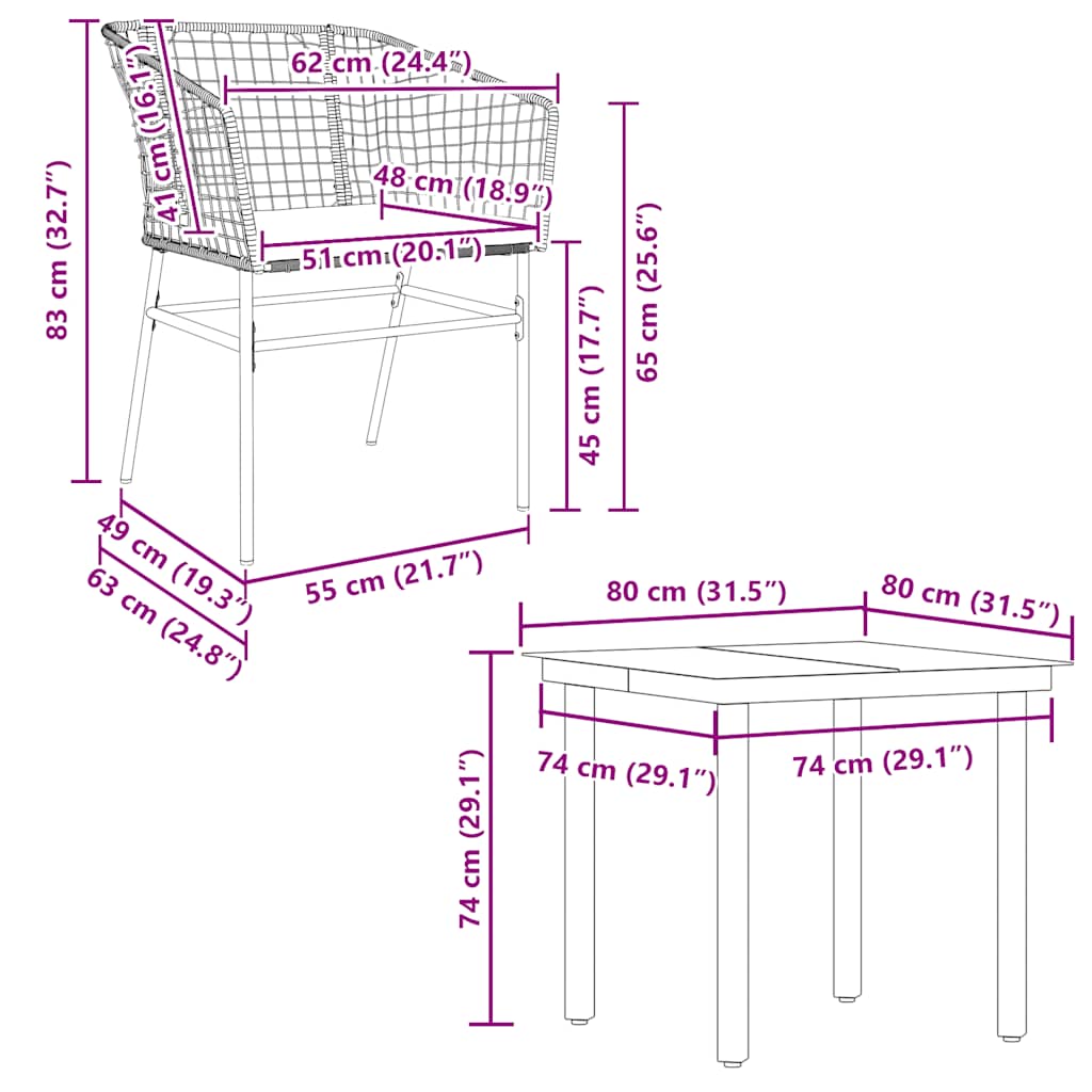 5 Piece Garden Dining Set with Cushions Brown Poly Rattan Glass
