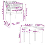 5 Piece Garden Dining Set with Cushions Brown Poly Rattan Glass