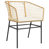 5 Piece Garden Dining Set with Cushions Brown Poly Rattan Glass - Top-Down View