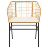 7 Piece Garden Dining Set with Cushions Brown Poly Rattan Glass - 45-Degree Angle