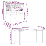 7 Piece Garden Dining Set with Cushions Brown Poly Rattan Glass - Extra Image