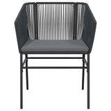 3 Piece Garden Dining Set with Cushions Black Poly Rattan Glass