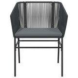 3 Piece Garden Dining Set with Cushions Black Poly Rattan Glass - Rear View