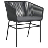3 Piece Garden Dining Set with Cushions Black Poly Rattan Glass - Close-Up Angle