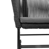 3 Piece Garden Dining Set with Cushions Black Poly Rattan Glass - Low Angle