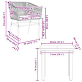 3 Piece Garden Dining Set with Cushions Black Poly Rattan Glass - Extra Image