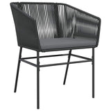 5 Piece Garden Dining Set with Cushions Black Poly Rattan Glass - Top-Down View