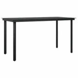 5 Piece Garden Dining Set with Cushions Black Poly Rattan Glass - 45-Degree Angle