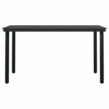 5 Piece Garden Dining Set with Cushions Black Poly Rattan Glass - Rear View