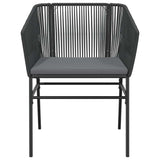 5 Piece Garden Dining Set with Cushions Black Poly Rattan Glass - Close-Up Angle