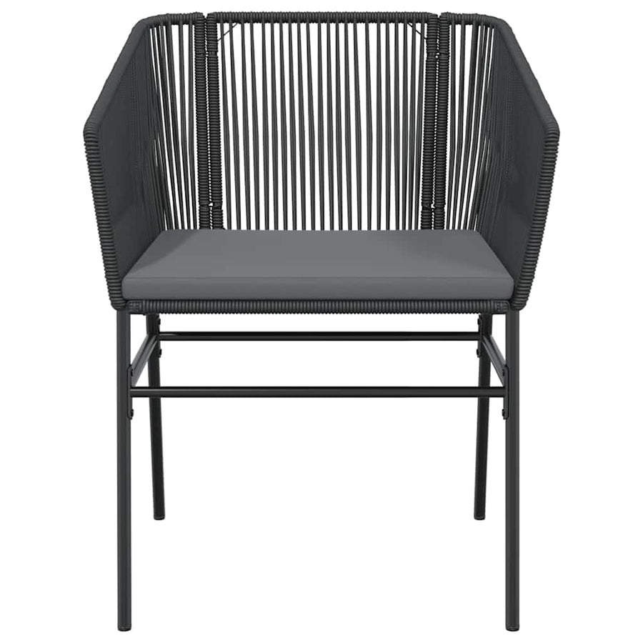 5 Piece Garden Dining Set with Cushions Black Poly Rattan Glass