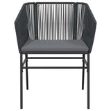 7 Piece Garden Dining Set with Cushions Black Poly Rattan Glass - Close-Up Angle