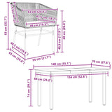 5 Piece Garden Dining Set with Cushions Brown Poly Rattan Glass - Extra Image