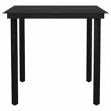 3 Piece Garden Dining Set with Cushions Grey Poly Rattan Glass - Top-Down View