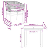 3 Piece Garden Dining Set with Cushions Grey Poly Rattan Glass - Extra Image