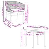 5 Piece Garden Dining Set with Cushions Grey Poly Rattan Glass - Extra Image