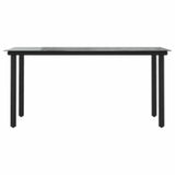 5 Piece Garden Dining Set with Cushions Grey Poly Rattan Glass - 45-Degree Angle