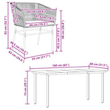 5 Piece Garden Dining Set with Cushions Grey Poly Rattan Glass