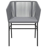 7 Piece Garden Dining Set with Cushions Grey Poly Rattan Glass