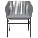 7 Piece Garden Dining Set with Cushions Grey Poly Rattan Glass - Close-Up Angle