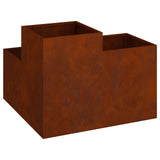 Garden Planter Rusty 80 x 80 x 60 cm Weathering Steel - Close-Up Angle