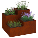 Garden Planter Rusty 80 x 80 x 60 cm Weathering Steel - Side View