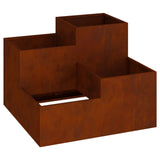 Garden Planter Rusty 100 x 100 x 60 cm Weathering Steel - Front View