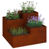 Garden Planter Rusty 100 x 100 x 60 cm Weathering Steel - Side View