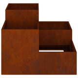 Garden Planter Rusty 100 x 100 x 60 cm Weathering Steel - Close-Up Angle