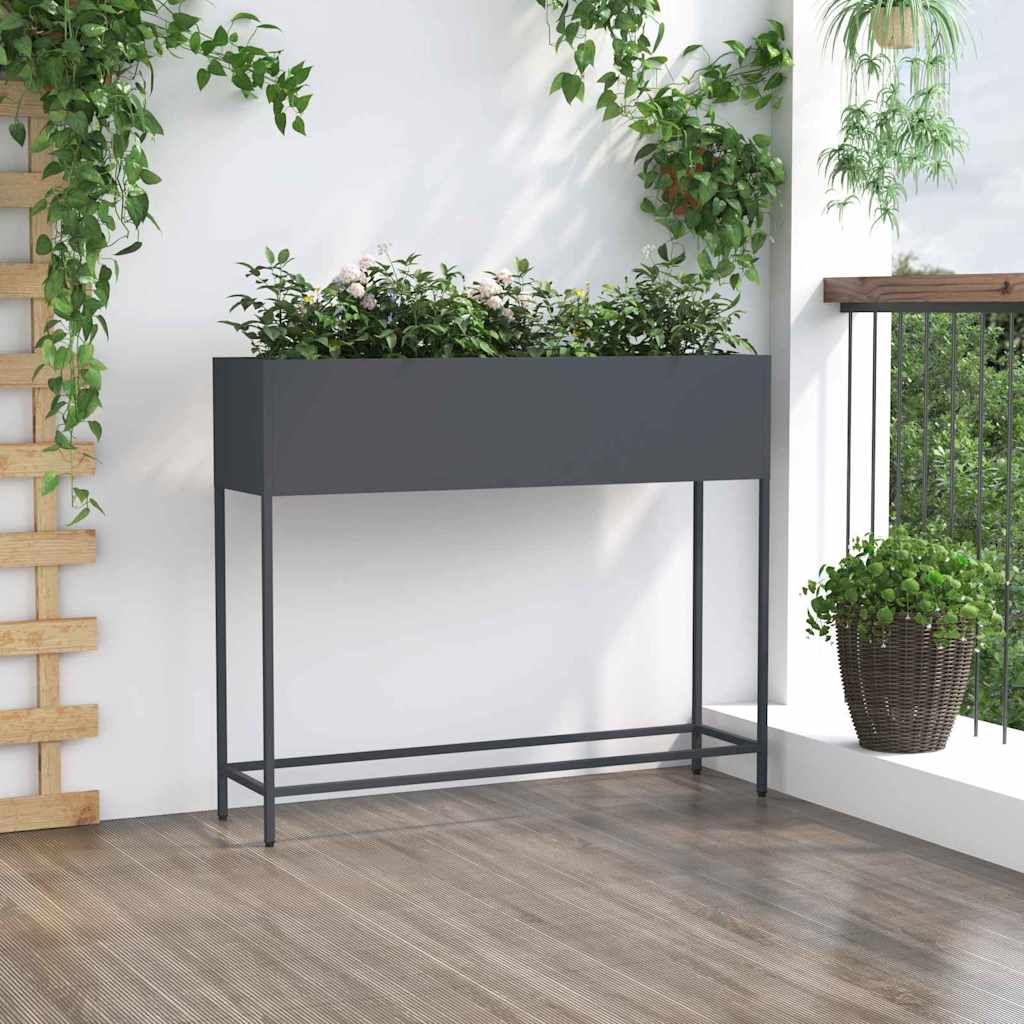 Raised Garden Planter Anthracite 100 x 26 x 82 cm Steel