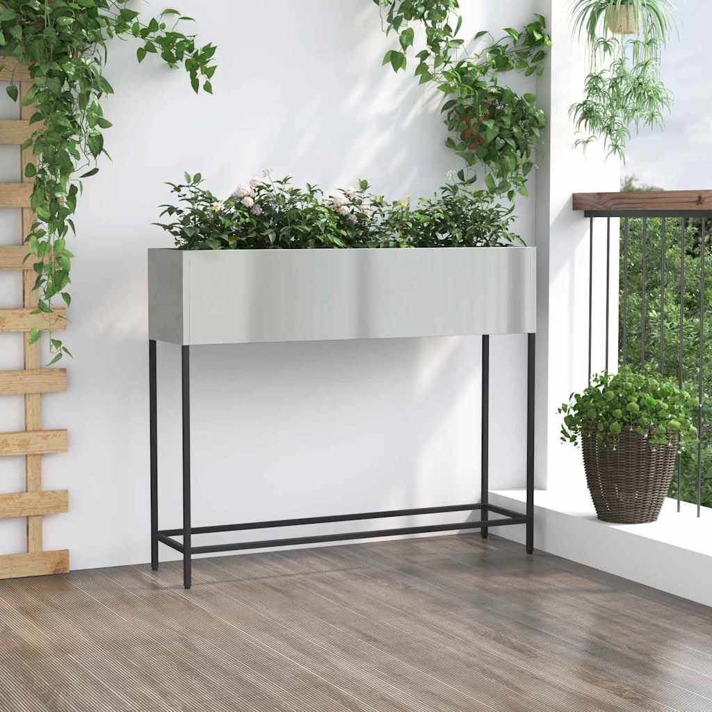 Raised Garden Planter Silver 100 x 26 x 82 cm Galvanised Steel