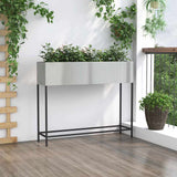 Raised Garden Planter Silver 100 x 26 x 82 cm Galvanised Steel - Top-Down View