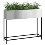 Raised Garden Planter Silver 100 x 26 x 82 cm Galvanised Steel - Side View