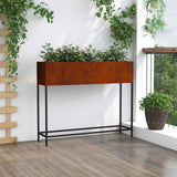 Raised Garden Planter Rusty 100 x 26 x 82 cm Weathering Steel - Top-Down View