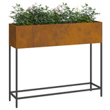 Raised Garden Planter Rusty 100 x 26 x 82 cm Steel - Side View