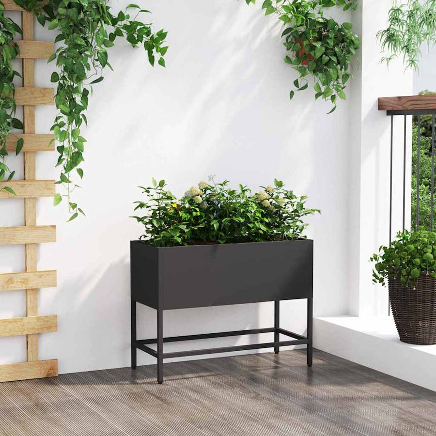 Raised Garden Planter Black 60 x 26 x 45 cm Steel
