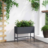 Raised Garden Planter Anthracite 60 x 26 x 45 cm Steel - Top-Down View