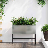 Raised Garden Planter Silver 60 x 26 x 45 cm Galvanised Steel