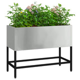 Raised Garden Planter Silver 60 x 26 x 45 cm Galvanised Steel - Side View