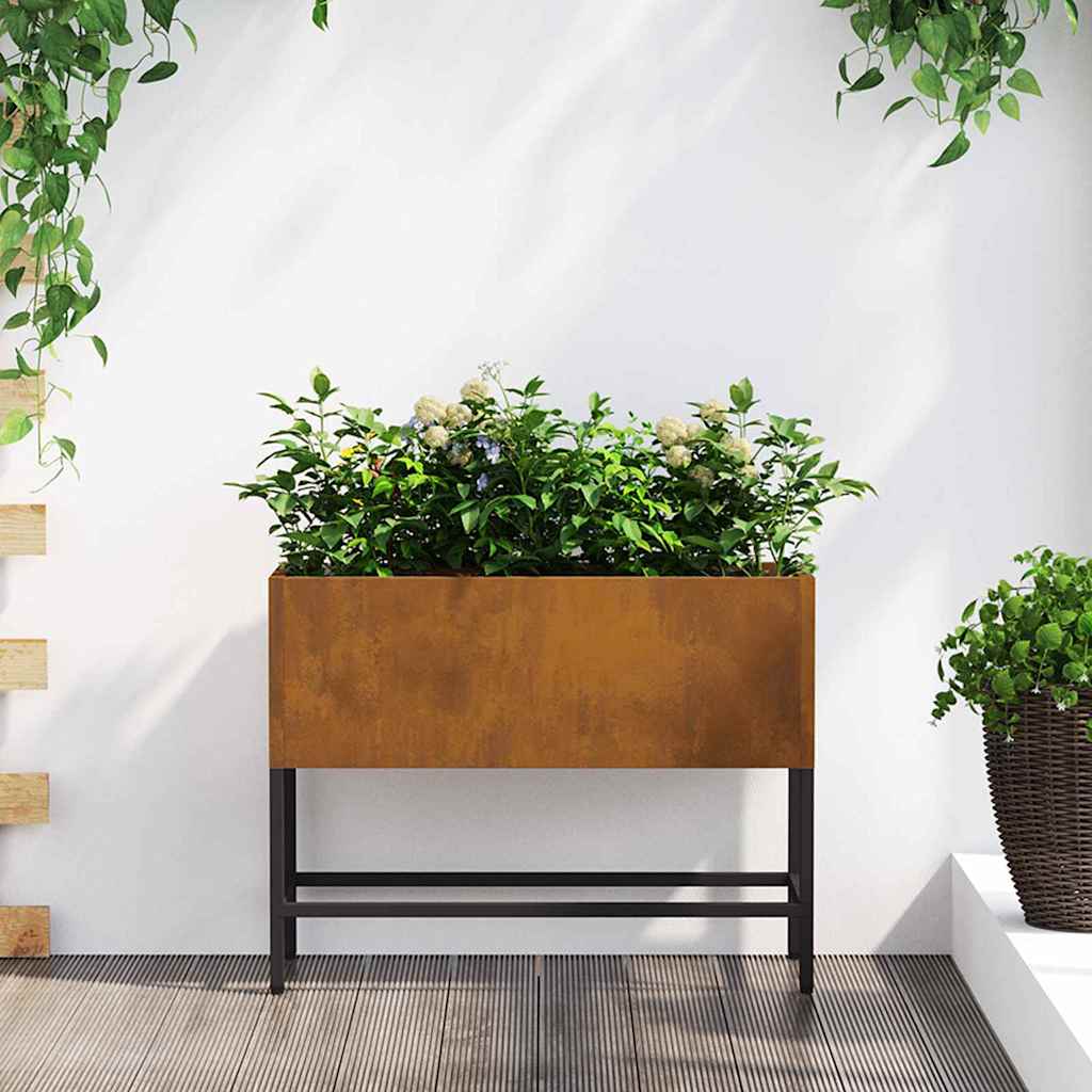 Raised Garden Planter Rusty 60 x 26 x 45 cm Weathering Steel