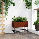 Raised Garden Planter Rusty 60 x 26 x 45 cm Weathering Steel - Top-Down View