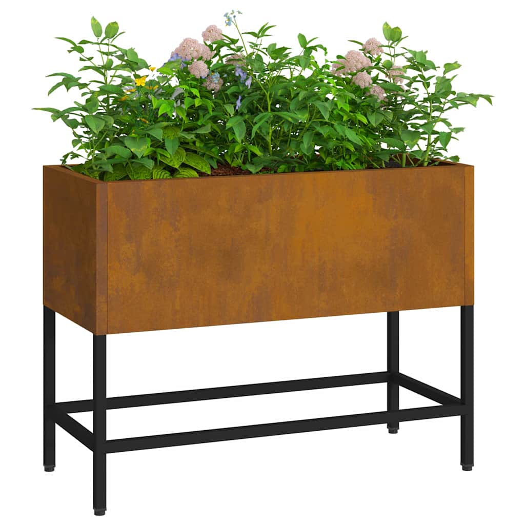 Raised Garden Planter Rusty 60 x 26 x 45 cm Weathering Steel