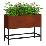 Raised Garden Planter Rusty 60 x 26 x 45 cm Weathering Steel - Side View