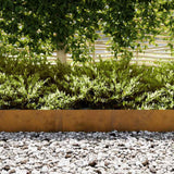 Lawn Edging 10 pcs Brown 100 x 0.05 x 20 cm Weathering Steel - Side View