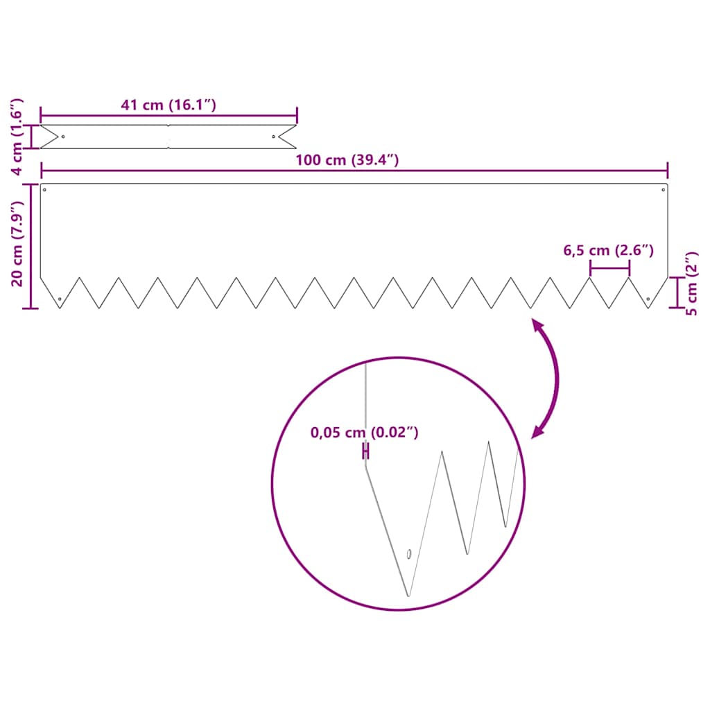 Lawn Edging 20 pcs Brown 100 x 0.05 x 20 cm Weathering Steel
